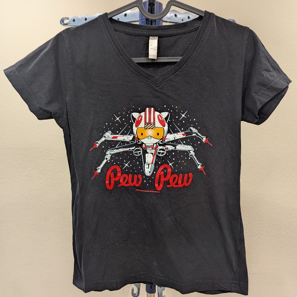 Star Wars With Rebel X-wing Pilot Hello Kitty V-neck T-shirt Juniors Size: S